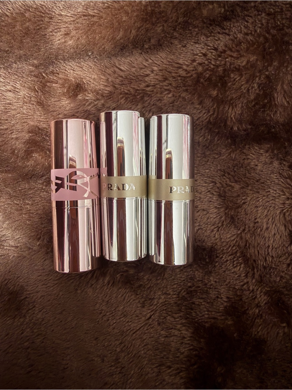 Prada Luxury Lipstick Set in Silver and Pink Tubes